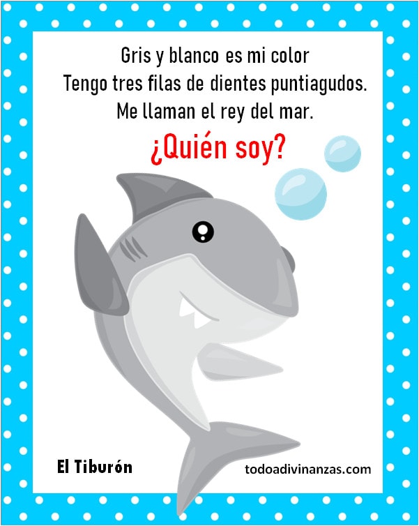 Adivinanza del tiburón para niños